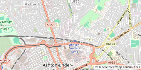 Map of Ashton Under Lyne, Lancashire