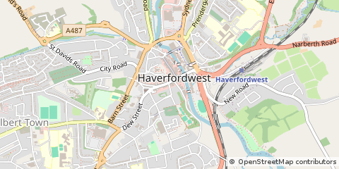 Map of Haverfordwest, Pembrokeshire