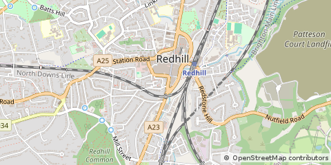 Map of Redhill, Surrey