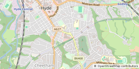 Map of Hyde, Greater Manchester