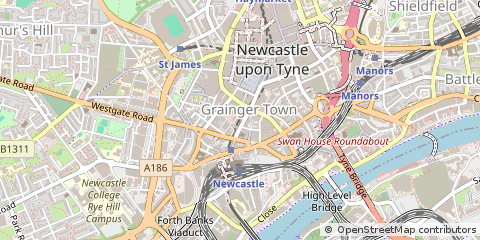 Map of Newcastle Upon Tyne, Tyne & Wear