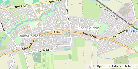 Map of East Boldon, Tyne and Wear
