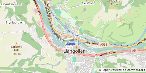Map of Llangollen, Denbighshire