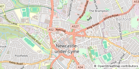 Map of Newcastle, Staffordshire