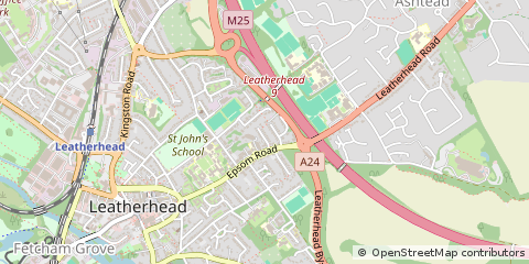 Map of Leatherhead, Surrey