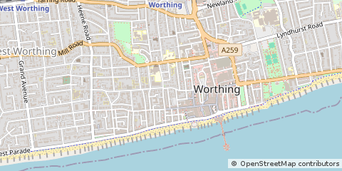 Map of Worthing, West Sussex