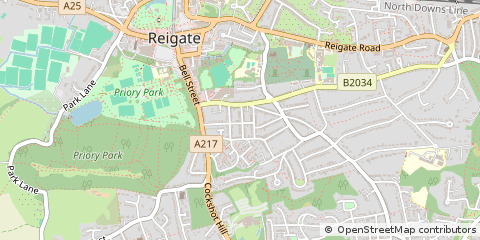 Map of Reigate, Surrey