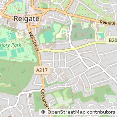 Map of Reigate, Surrey