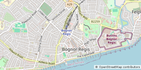 Map of Bognor Regis, West Sussex