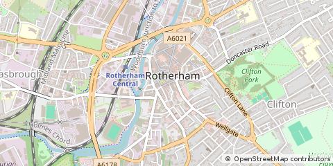 Map of Rotherham, South Yorkshire