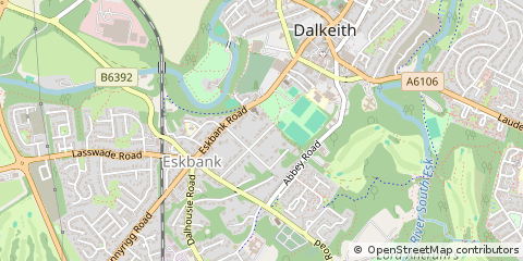 Map of Dalkeith, Midlothian