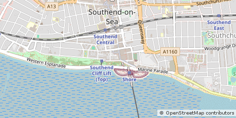 Map of Southend on SEA, Essex