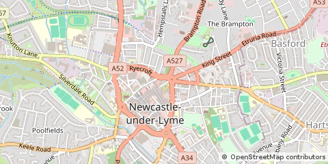 Map of Newcastle, Staffordshire