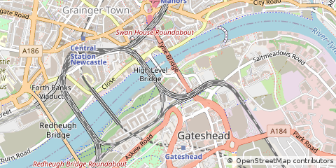 Map of Gateshead, Tyne and Wear