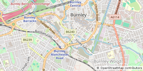 Map of Burnley, Lancashire