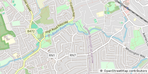 Map of Pinner, Middlesex