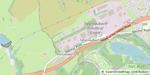 Map of Tredegar, Blaenau Gwent