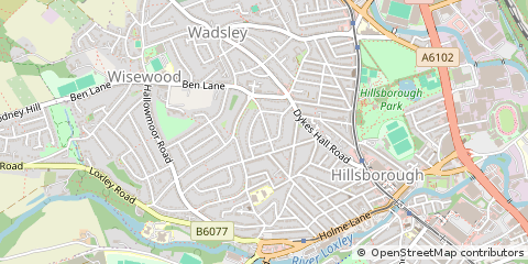 Map of Sheffield, South Yorkshire