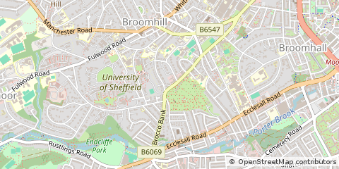 Map of Sheffield, South Yorkshire