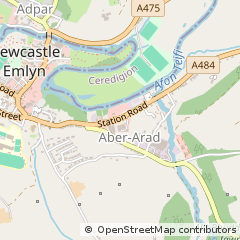 Map of Newcastle Emlyn, Carmarthenshire