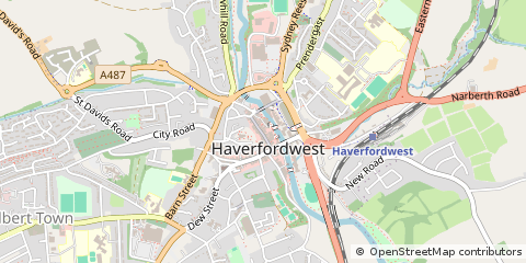 Map of Haverfordwest, Pembrokeshire