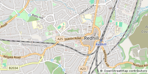 Map of Redhill, Surrey