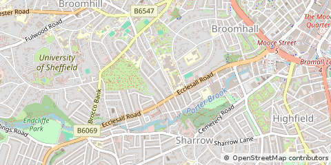 Map of Sheffield, South Yorkshire