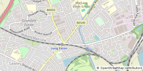 Map of Long Eaton, Nottinghamshire