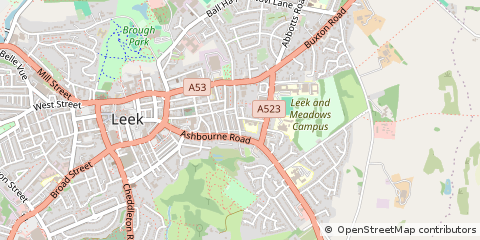 Map of Leek, Staffordshire