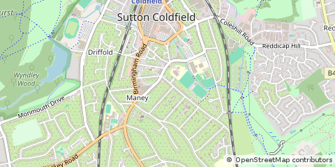Map of Sutton Coldfield, West Midlands
