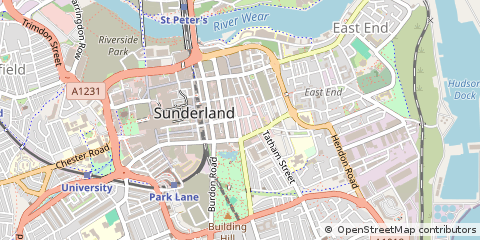Map of Sunderland, Tyne and Wear