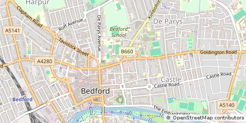 Map of Bedford, Bedfordshire