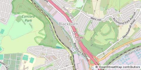 Map of Rotherham, South Yorkshire
