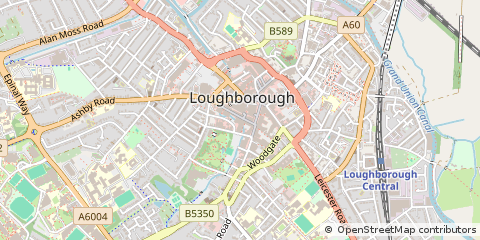 Map of Loughborough, Leicestershire