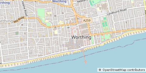 Map of Worthing, West Sussex