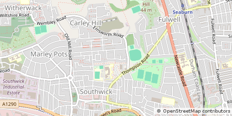 Map of Sunderland, Tyne and Wear