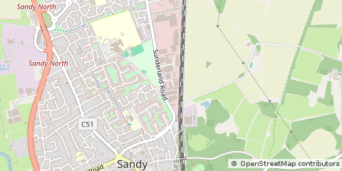 Map of Sandy, Bedfordshire