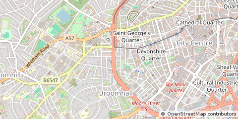 Map of Sheffield, Yorkshire