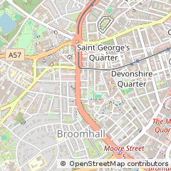 Map of Sheffield, Yorkshire