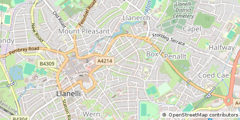 Map of Llanelli, Carmarthenshire