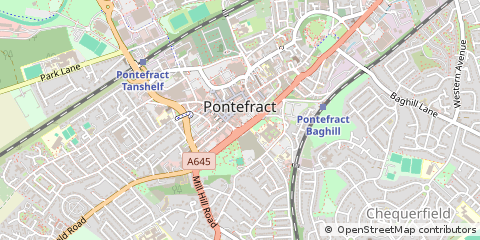 Map of Pontefract, West Yorkshire