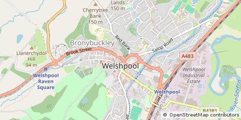 Map of Welshpool, Powys