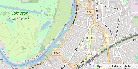 Map of Surbiton, Surrey