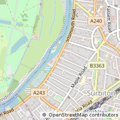 Map of Surbiton, Surrey