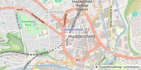 Map of Huddersfield, West Yorkshire