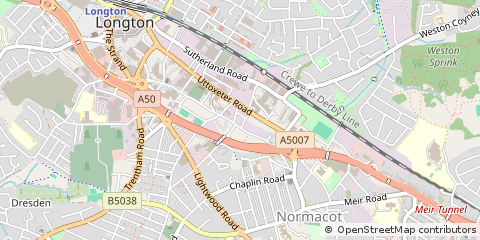 Map of Stoke on Trent, Staffordshire