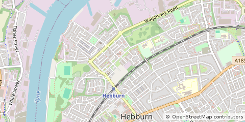 Map of Hebburn, Tyne & Wear