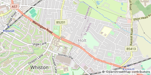 Map of Prescot, Merseyside