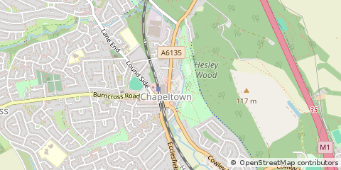 Map of Sheffield, South Yorkshire