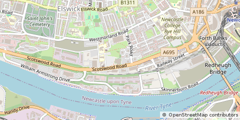 Map of Newcastle Upon Tyne, Tyne and Wear